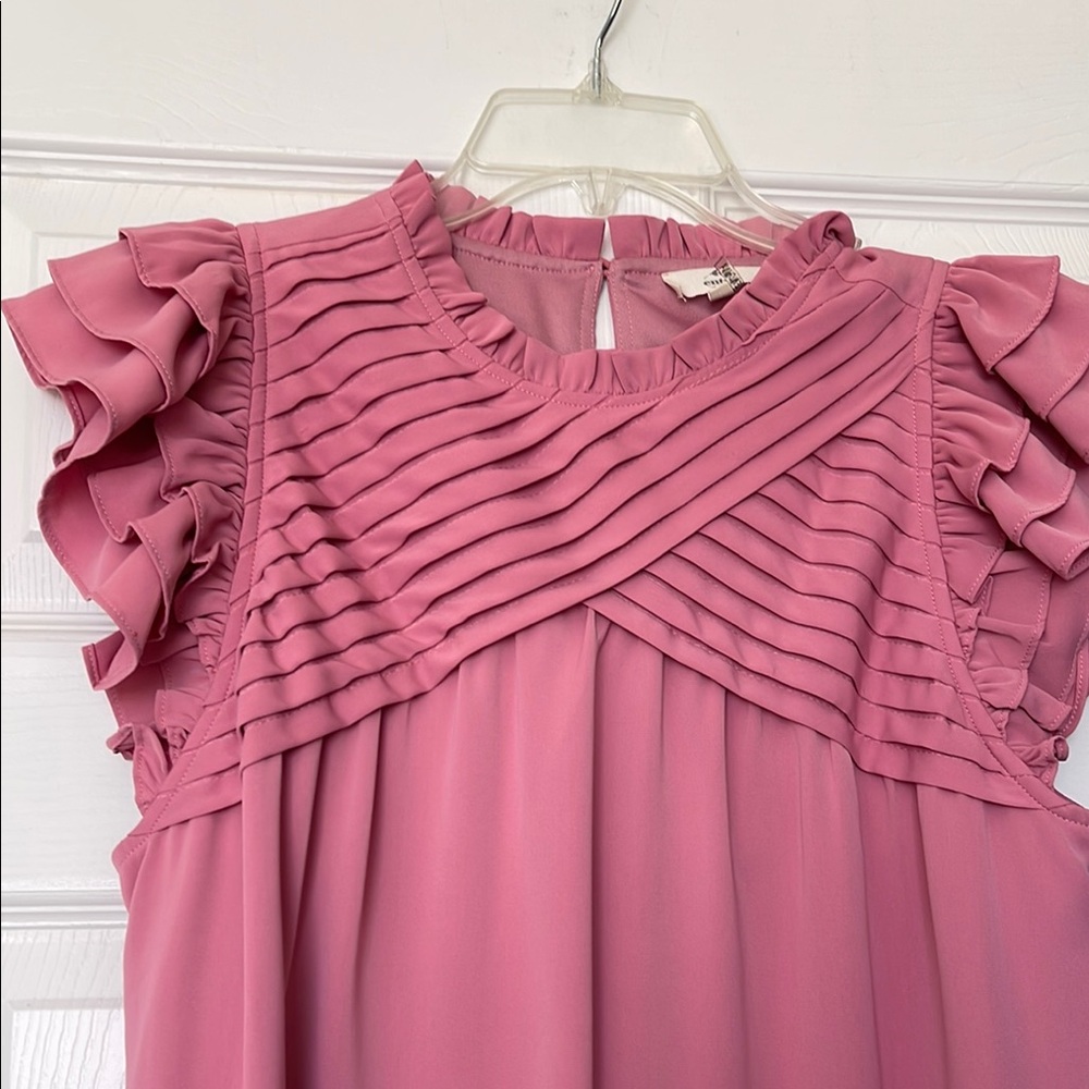 Entro Pink Ruffle Sleeve Blouse - Picture 2 of 11
